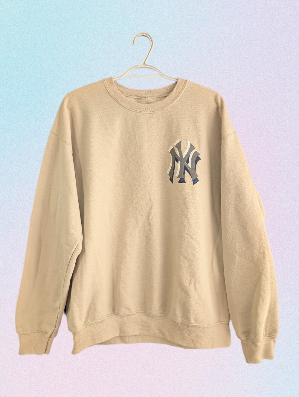 NY Yankees MLB Cream Crewneck Size L